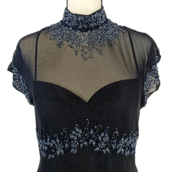 Vintage :: Ste'nay Sequin Regency Beaded Black Maxi Formal Event Dress Size 12 - Picture 3 of 13